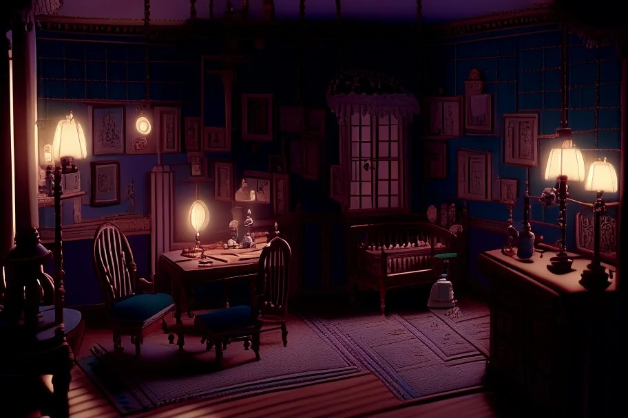 A Victorian doll's house in the play room, cinematic lighting, very detailed