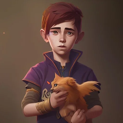 Portrait of a kid with his magical pet by Nick Harris