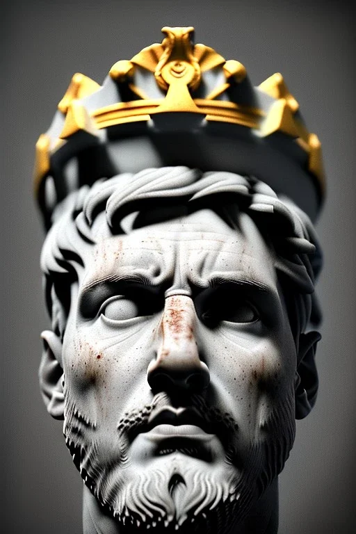 Ultra Realistic image, roman sculpture, white marble material, Lionel Messi, gold winner Laurel crown, miguel angel style, chisel style, emperor, waist up portrait, epic, celestial style, cinematic lighting, God light, god rays, 4k resolution, smooth details, ornate details, soft lighting, unreal engine 5, sky and clouds background.