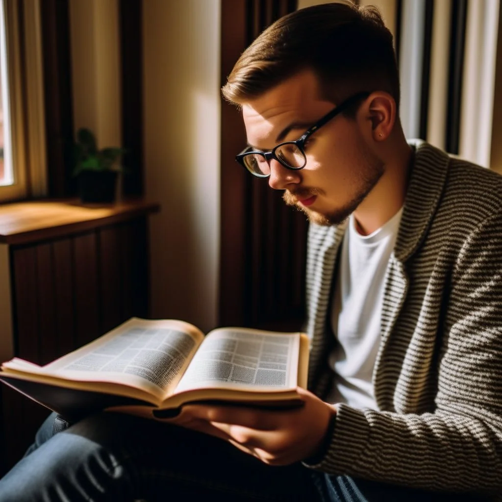 A person reading a remarkable book on self-development