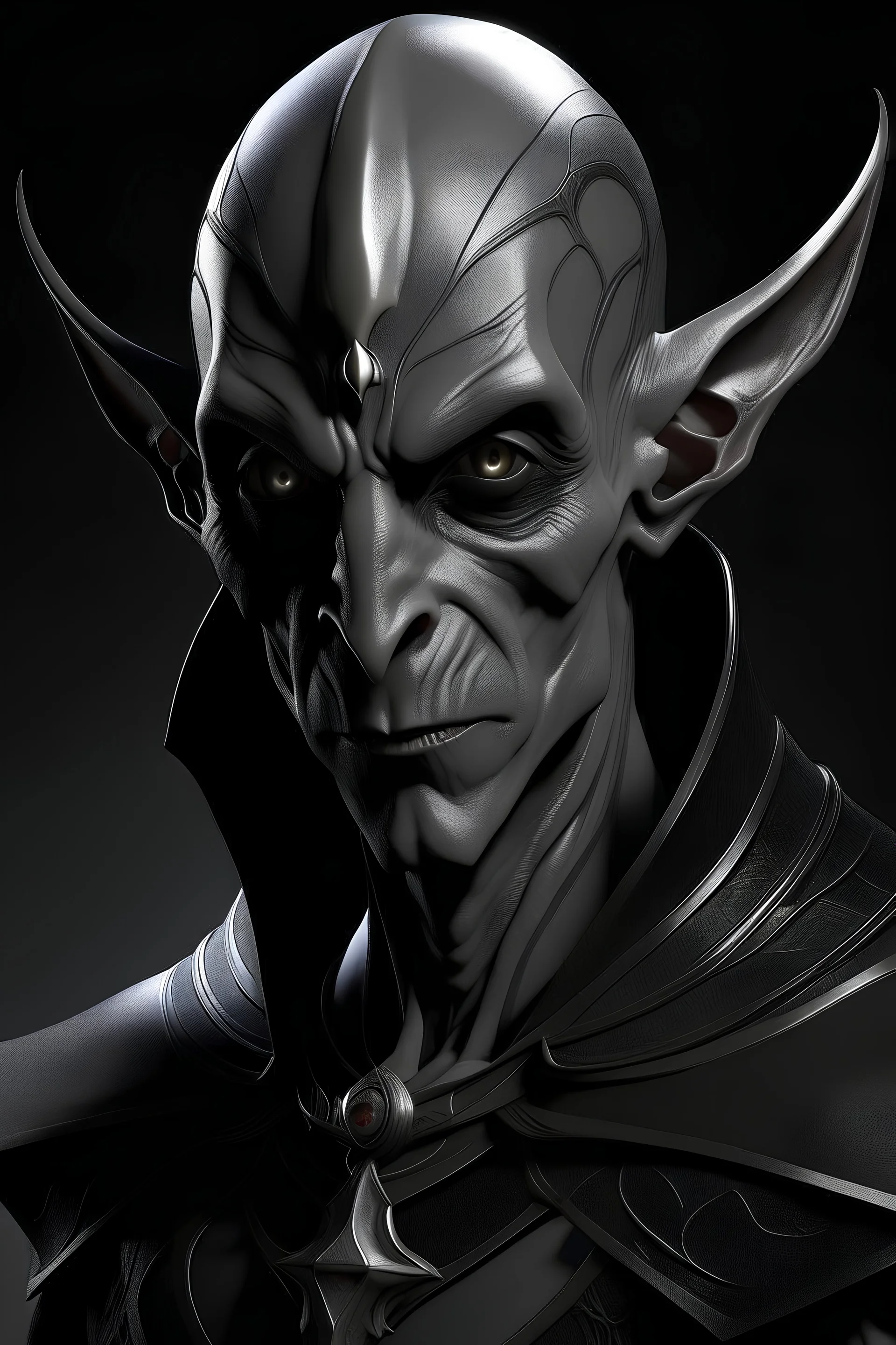 generame una imagen realista de un elfo oscuro