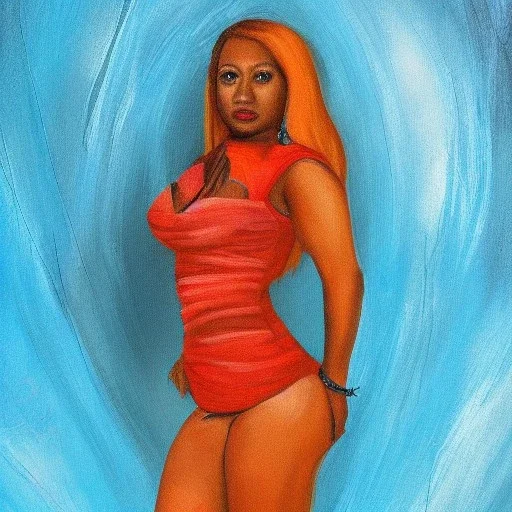 Full body portrait, painting, medium shot lady McBlingBaddie