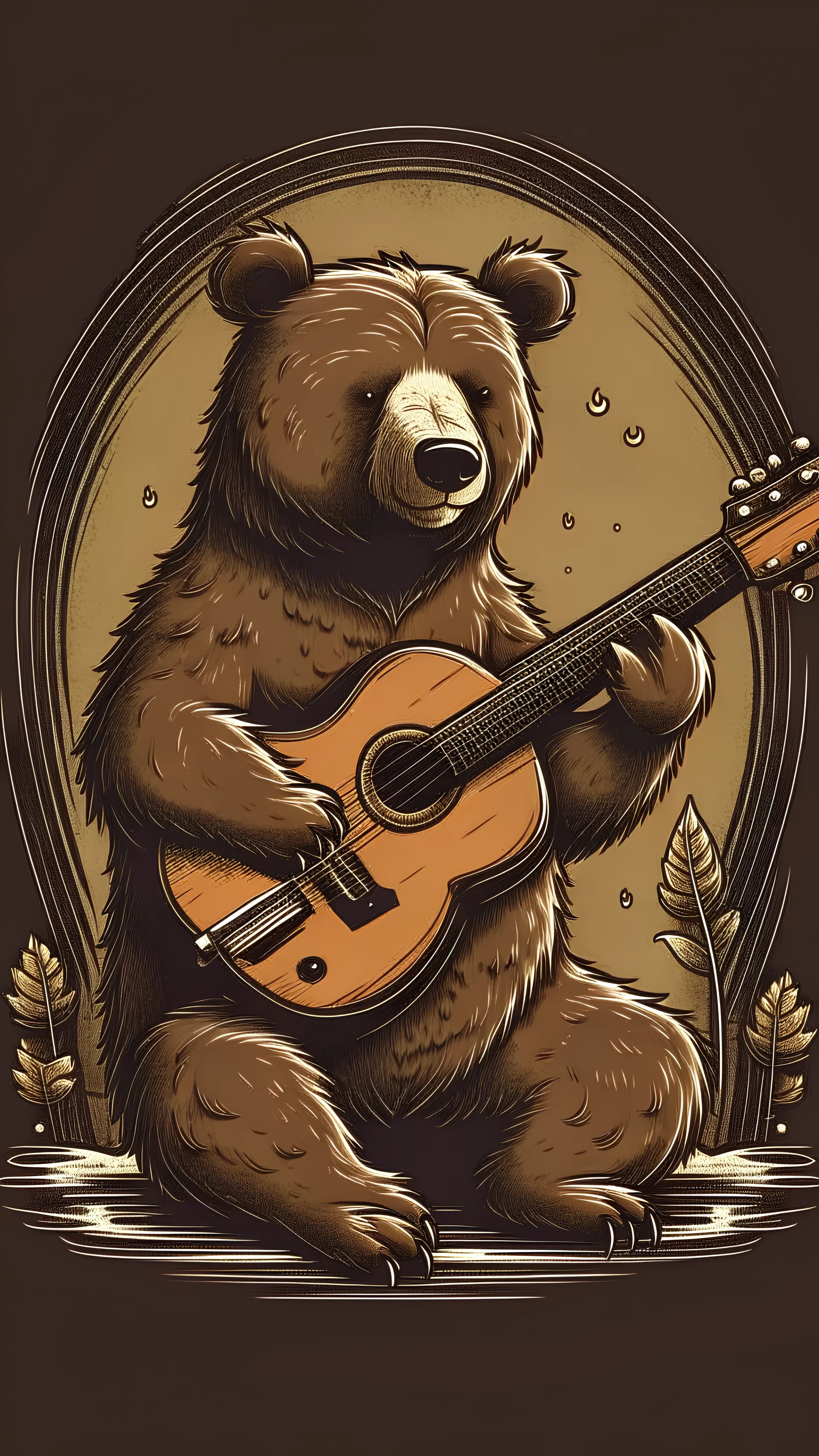 bear playing ukulele