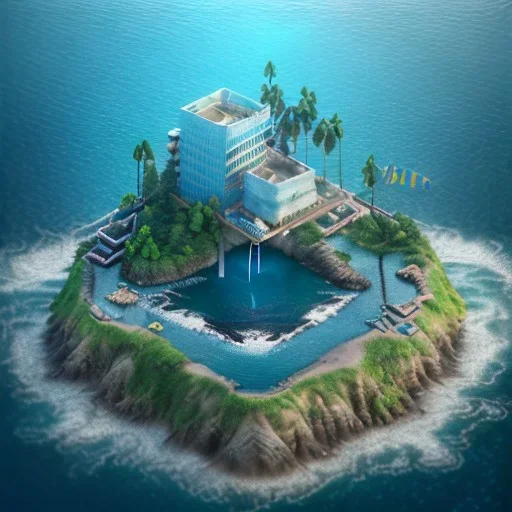 The Isometric Glass Tall Box Mini Model Little Real Island shape smooth Mixed Water Fall Under Ocean Sunshine Summer Background Blue Sea, The Last Of Us / Avatar, Octane Render / ZBrush, Cinematic, IMAX Film, Nikon D750, 16K, Autostereoscopy, Anthropomorphic, Golden Ratio, Geometry, Symmetric, Depth Of Field, Highly Detailed, Ultra Realistic, Beautiful Lighting, Halfrear Lighting, Soft Light, Candoluminescence, Cast Shadow, Reflective, Glow, Translucent, Normal Map, Carbonated --testp