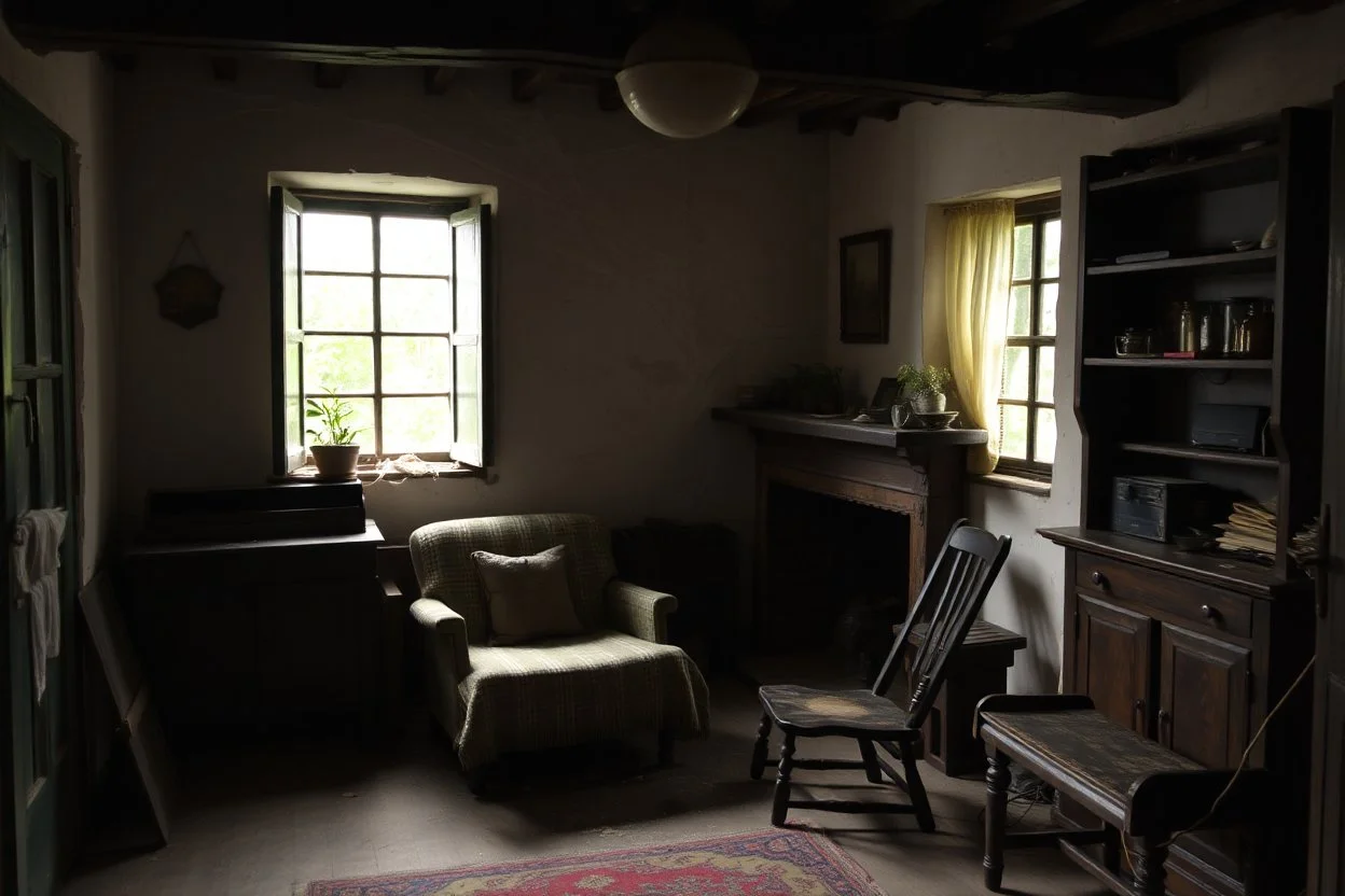 old and unkempt village house interior
