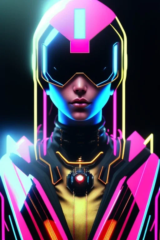 Medium Close Up Portrait, Front image. cyberpunk Asian woman, pink short hair. rabbit mask, latex suit. Red, black, gold, color. Punk style. Gradient background. Avatar image, highly detailed, concept art, smooth, unreal engine 5, god rays, ray tracing, RTX, lumen lighting, ultra detail, volumetric lighting, 3d, finely drawn, high definition, high resolution.