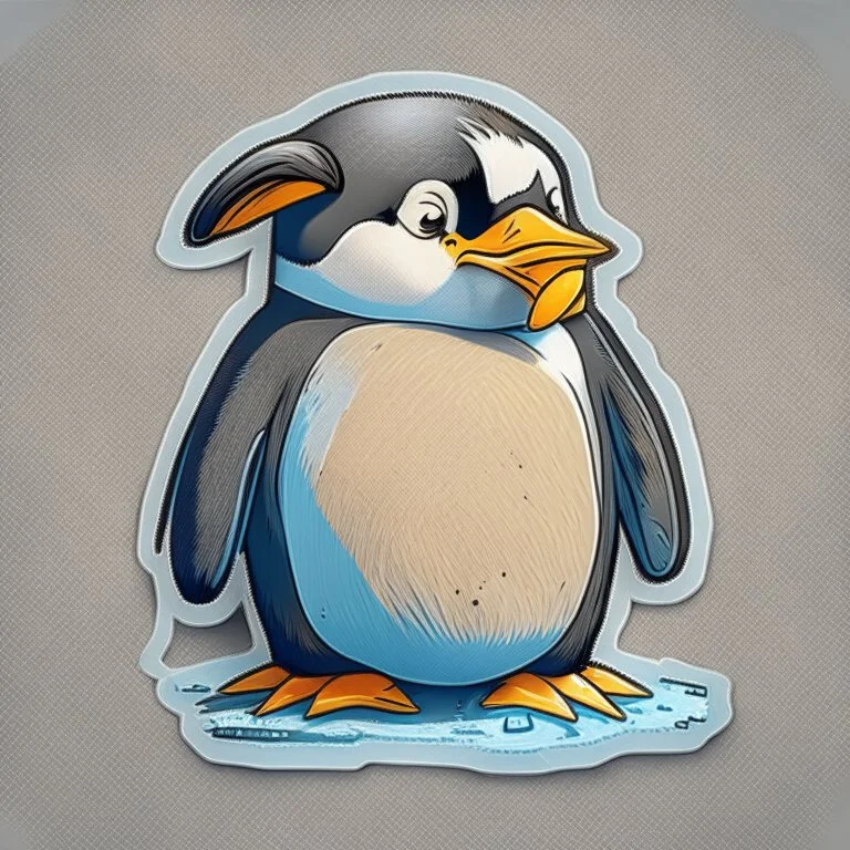 penguin sticker caricature