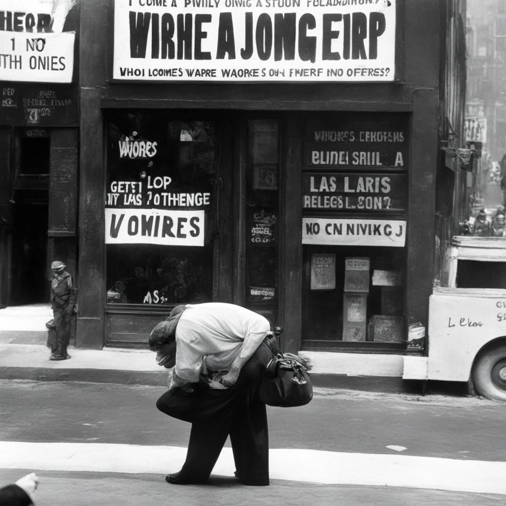 Asking only workman's wages I come lookin' for a job but I get no offers Just a come-on from the whores on 7th Avenue I do declare, there were times when I was so lonesome I took some comfort there, la la la la la la la