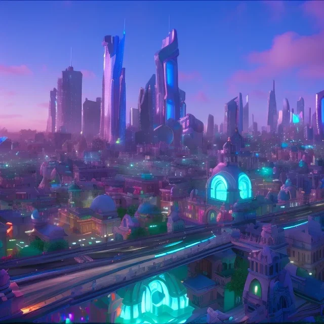 Futurist and holographic city, 8k,Unreal Engine, very detailed, sharp focus, cinema 4D, perfect angle