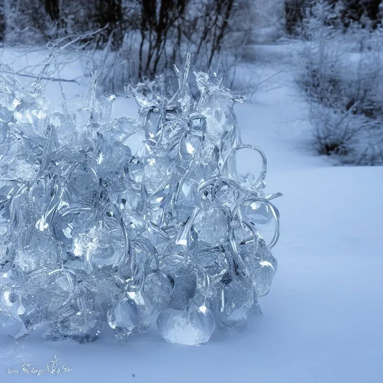 winter landscape, bells, glimmering, ice, crystals