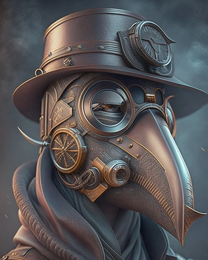 Best quality, masterpiece, ultra high definition,Futuristic, cyberpunk, Plague doctor mask, Comic style