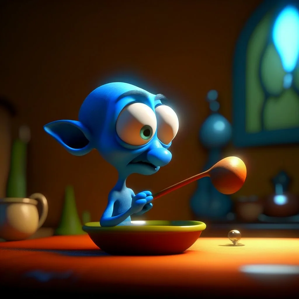 <lora:Bosch_Creatures-000010:0.2>,Bosch_Creatures,Hold the spoon with your left hand,What if get the flavor,pixar style,<lora:PixarXL:0.8>, ,holding reflection,<lora:DD-made-of-clay-XL-v2:1.0> made-of-clay,(Medium close-up:1.2), <lora:FF_Style_Rene-Magritte:0.5> rene magritte, style of rene magritte, BREAK <lora:Tim_Burton_Painting_Style_SDXL:0.1> Tim Burton Style, <lora:add-detail-xl:-0.8>