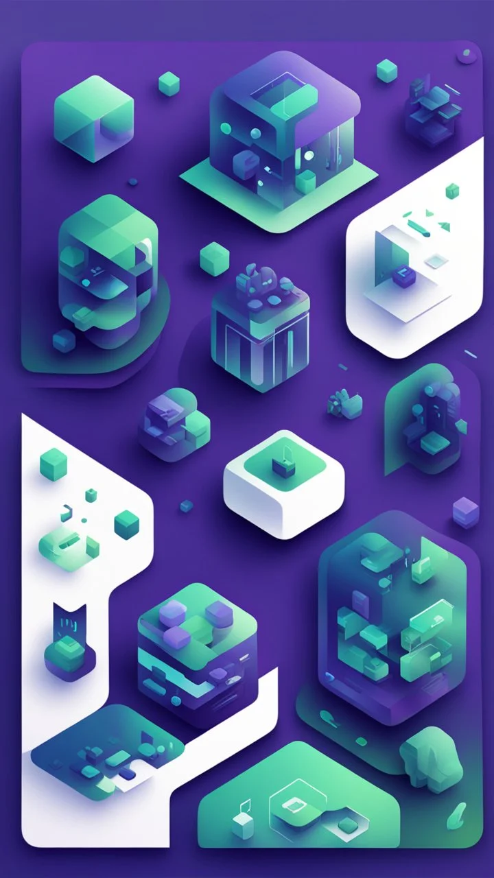 illustrations with a simple art style that show webiste's home page use dark blue-purple and green HEX:00FF00