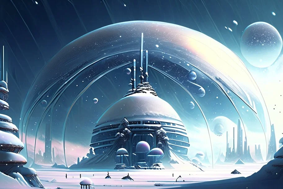 Winter World, Futuristic City, Blizzard, Glass Dome, Distant Alien Planets, Snowy