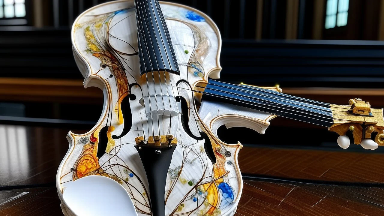 A white kinetic violin painted by Vincent van Gogh