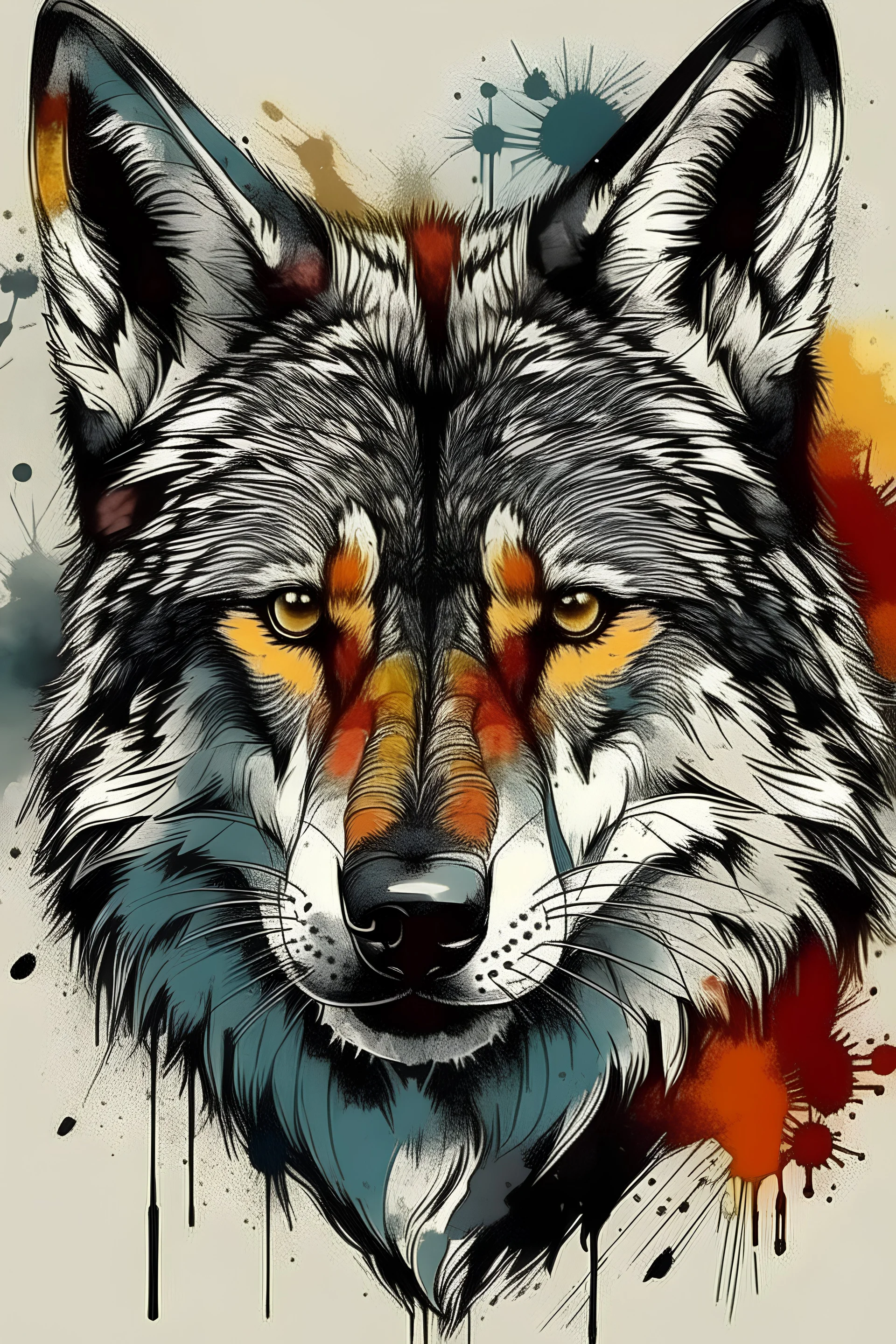 Discover the Perfect animal wolf Front Cover Design painting art logo