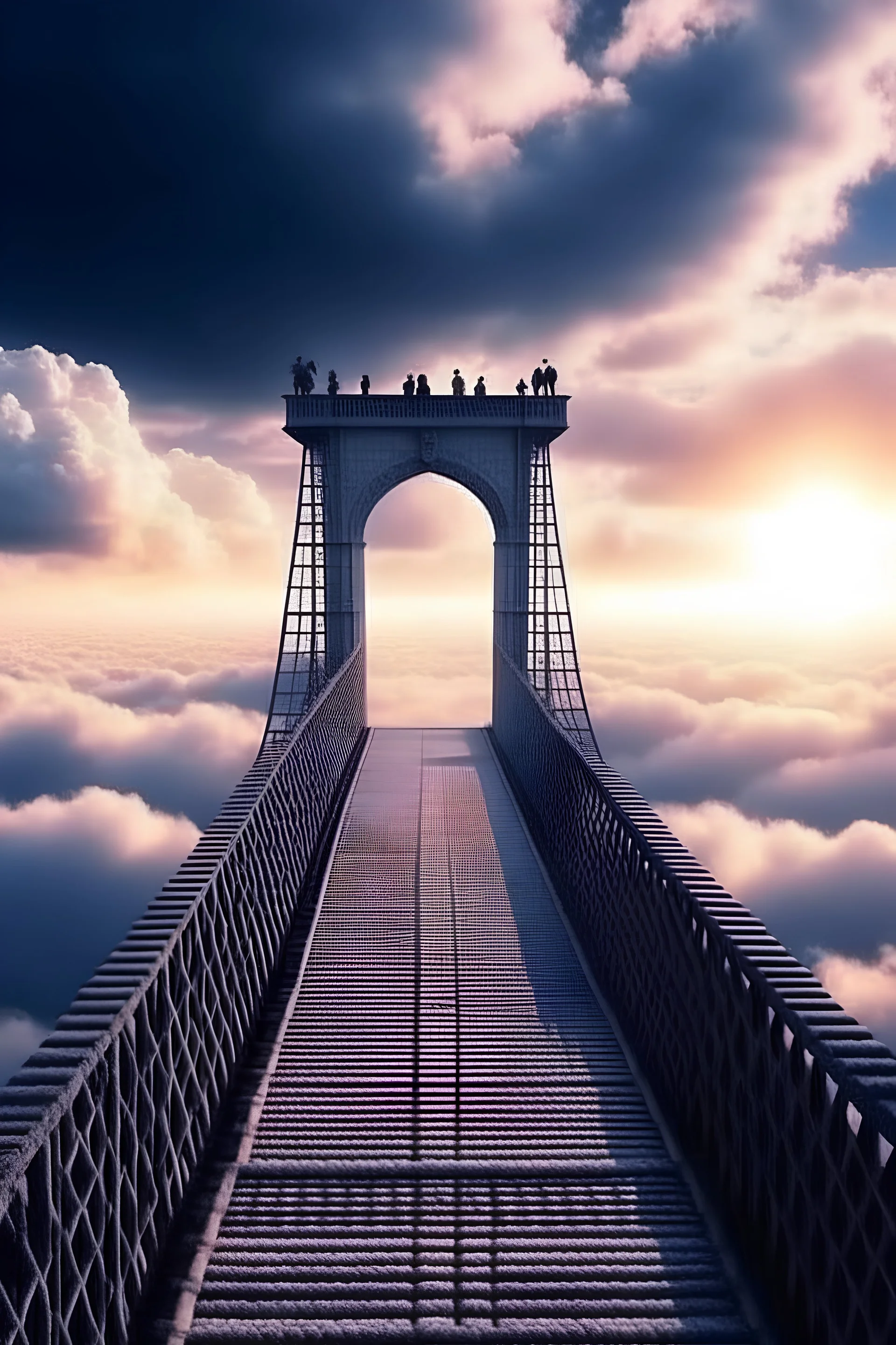 The bridge leading to Heaven's finer than a hair shakes so much, so long, Hell beneath it people fall