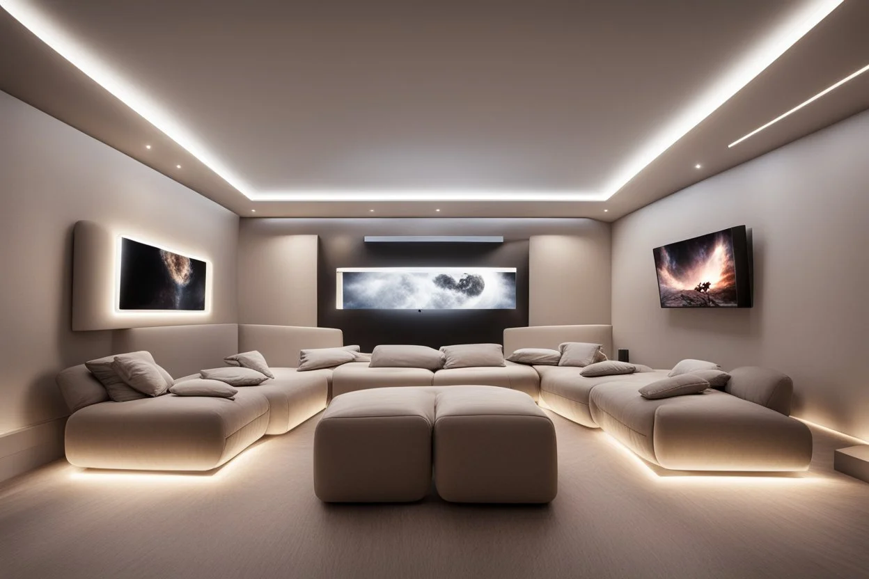 home cinema room with LED lighting in the walls make sure the room is completely symmetrical