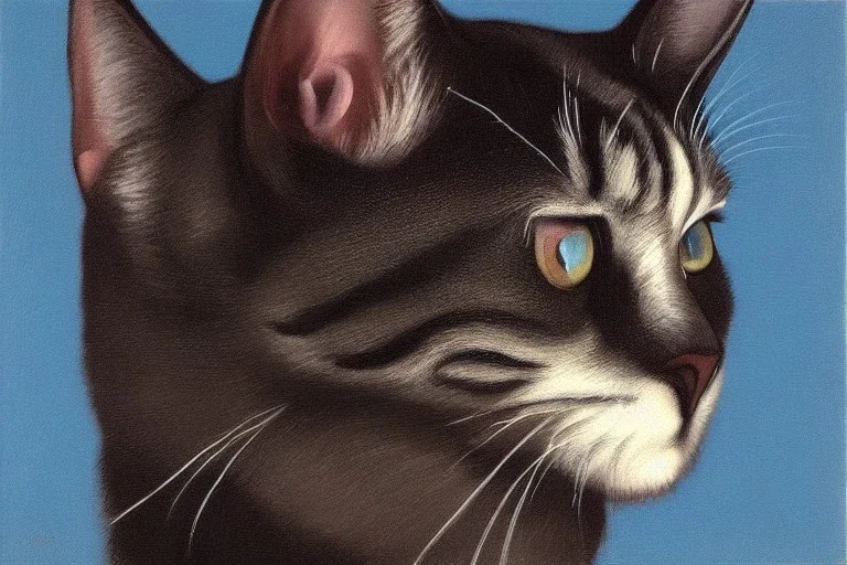 A cat painting style Gottfried Helnwein