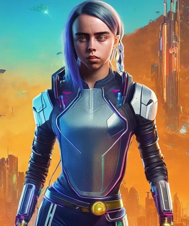 Billie Eilish, in stockings, cyberpunk2077