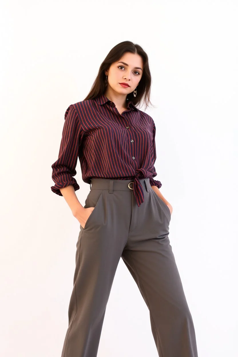 full body young lady in pants an blouse