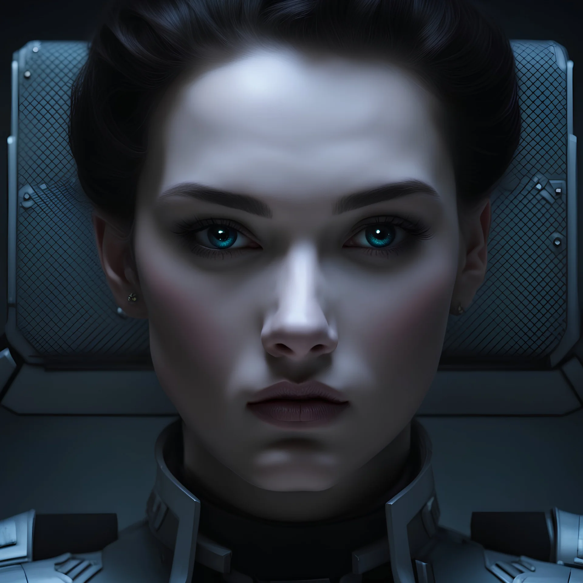 beautiful female captain, high tech, sci fi, vibrant