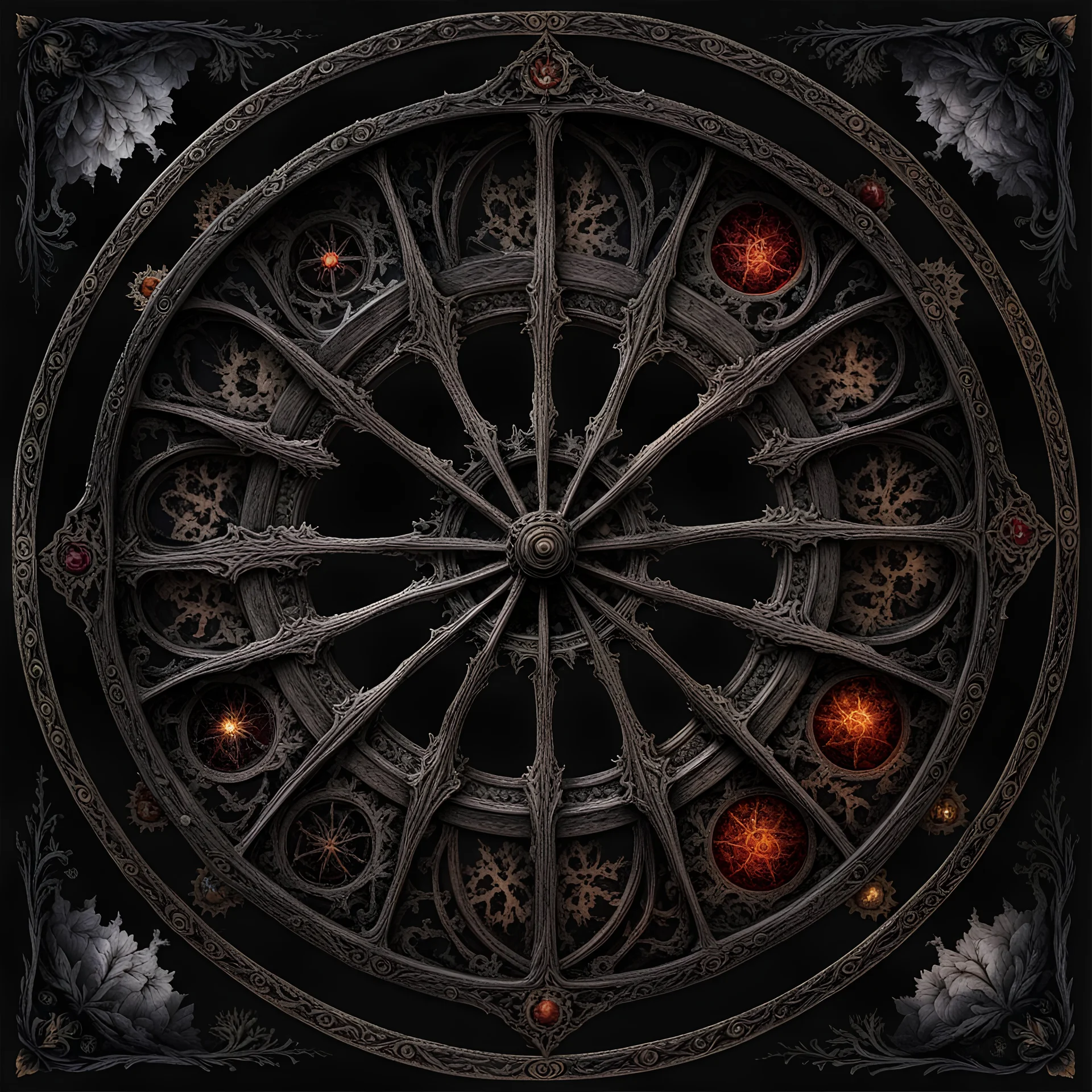 wheel of a year with all seasons around it, gothic, darkness