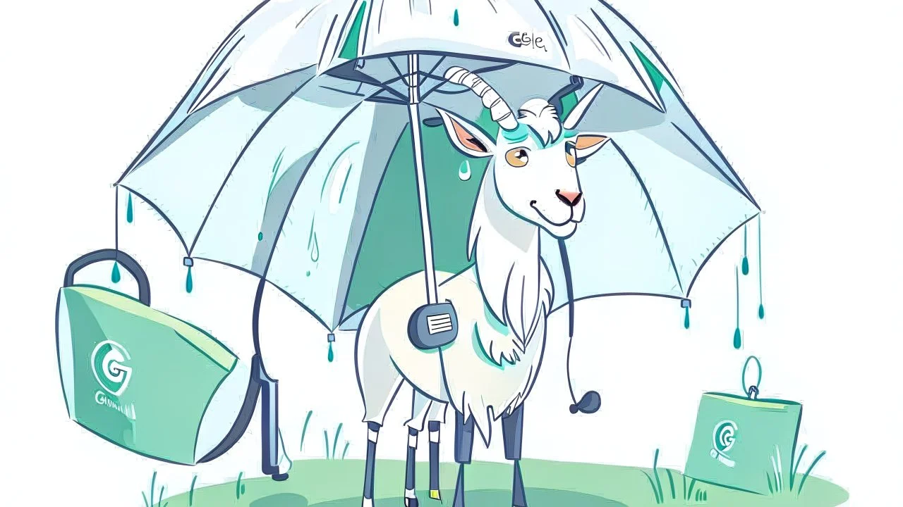 Goat holding a cisco branded umbrella in the AWS cloud