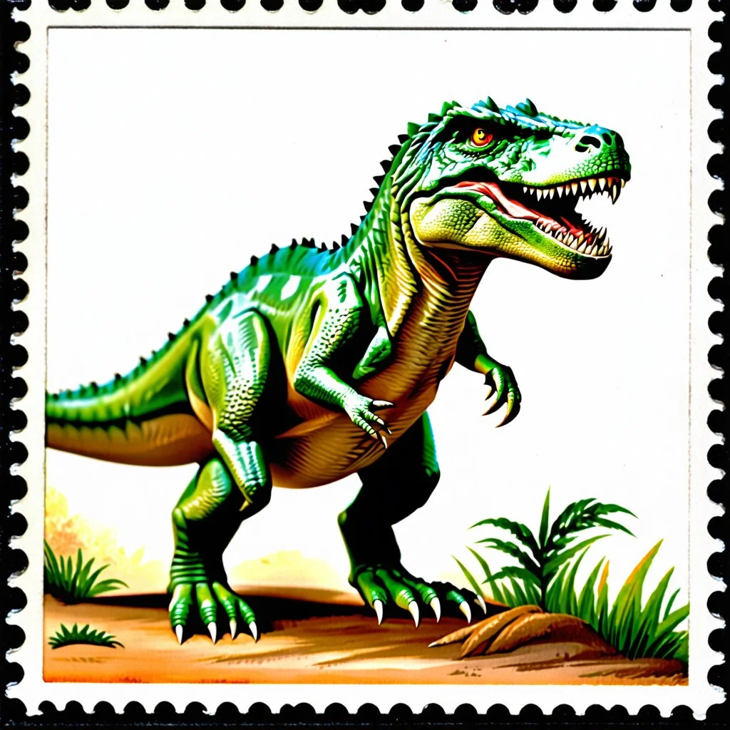 A dinosaur is a stamp collector