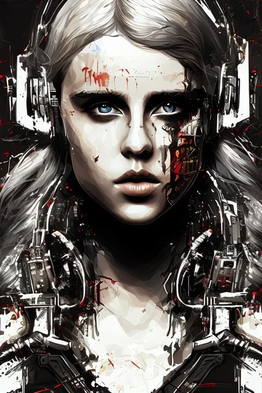 Danish singer MØ face,Abstract Yoji Shinkawa,cyberpunk,
