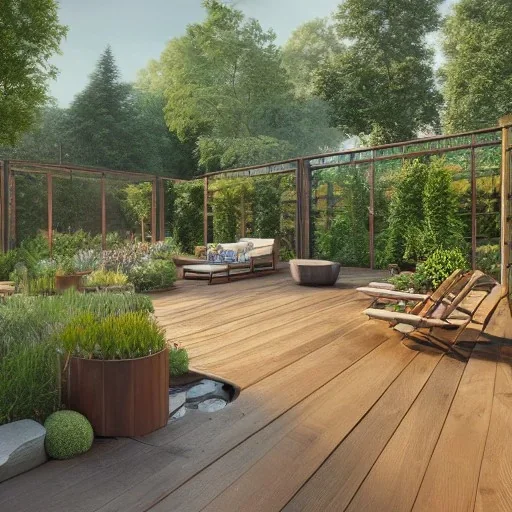 a gorgeous, stunning garden deck with wood walls, rustic floor, wicker furniture, tranquil pool surrounded by smooth stones, multiple lit candles, plants, cozy, 8k resolution, high-quality, fine-detail, digital art, detailed matte, volumetric lighting, illustration, 3D octane render, brian froud, howard lyon, selina french, annie stokes, lisa parker, greg rutowski