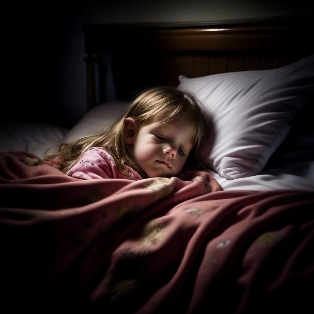 kid sleeping in her bed