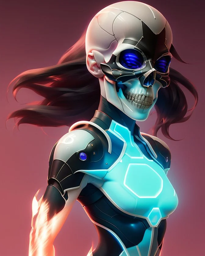 A glass headed skull with sapphire eys wearing a futuristic uniform, 8k resolution concept art portrait by Greg Rutkowski, Artgerm, WLOP, Alphonse Mucha dynamic lighting hyperdetailed intricately detailed Splash art trending on Artstation triadic colors Unreal Engine 5 volumetric lighting, by Hajime Isayama