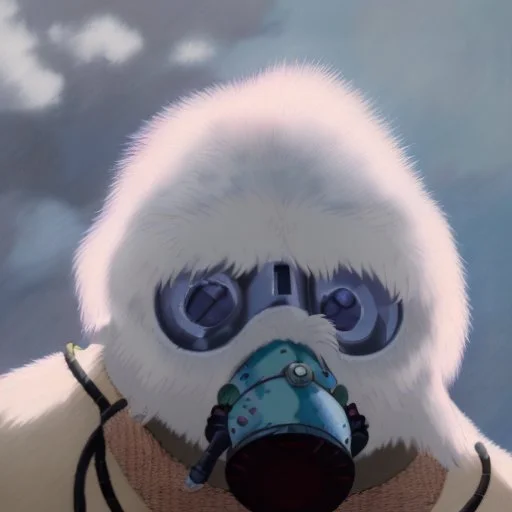 A Yeti with a gas mask