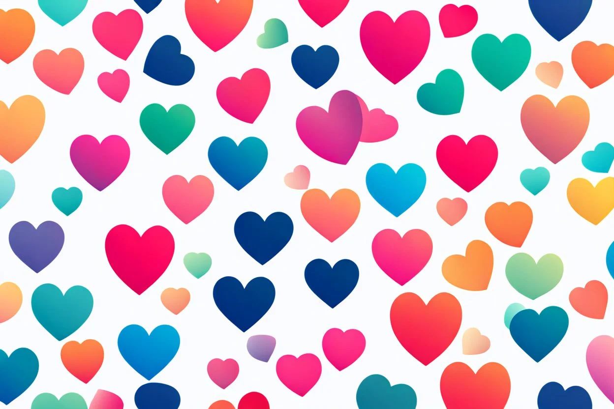 minimal clean thick loveheart each loveheart has various colours creating nice fresh colour gradients pattern design