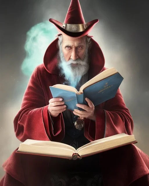 magician, wizard, reading a book, smoke, pyschedelic, velvet robes, pastel, bright, rainbow, colorful, high detail, magic, epic, transformation