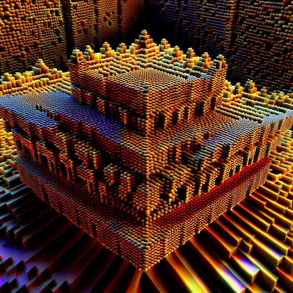 a mandelbox 3d fractal made of metallic random color cubes a pertty artistc background
