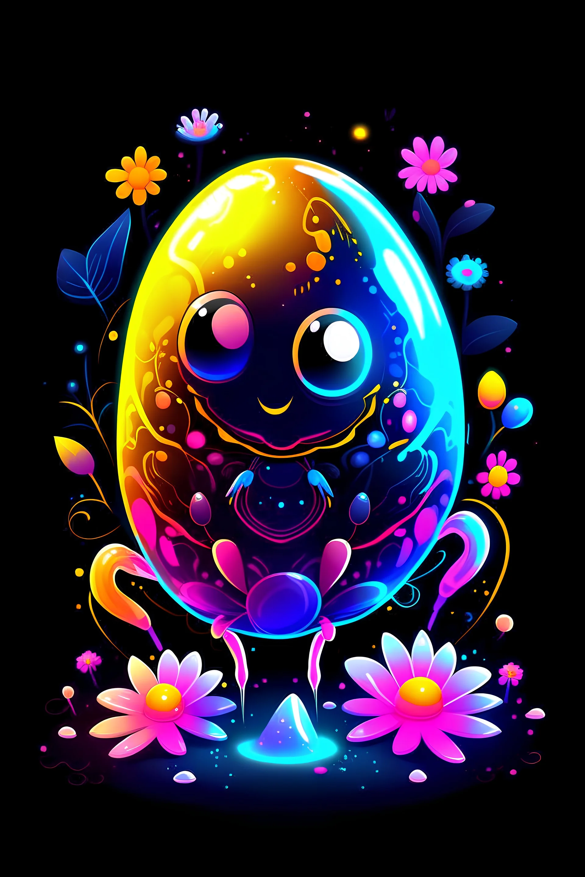 cartoon egg pfp character detailed spider fantastic glow glitter neon flowers