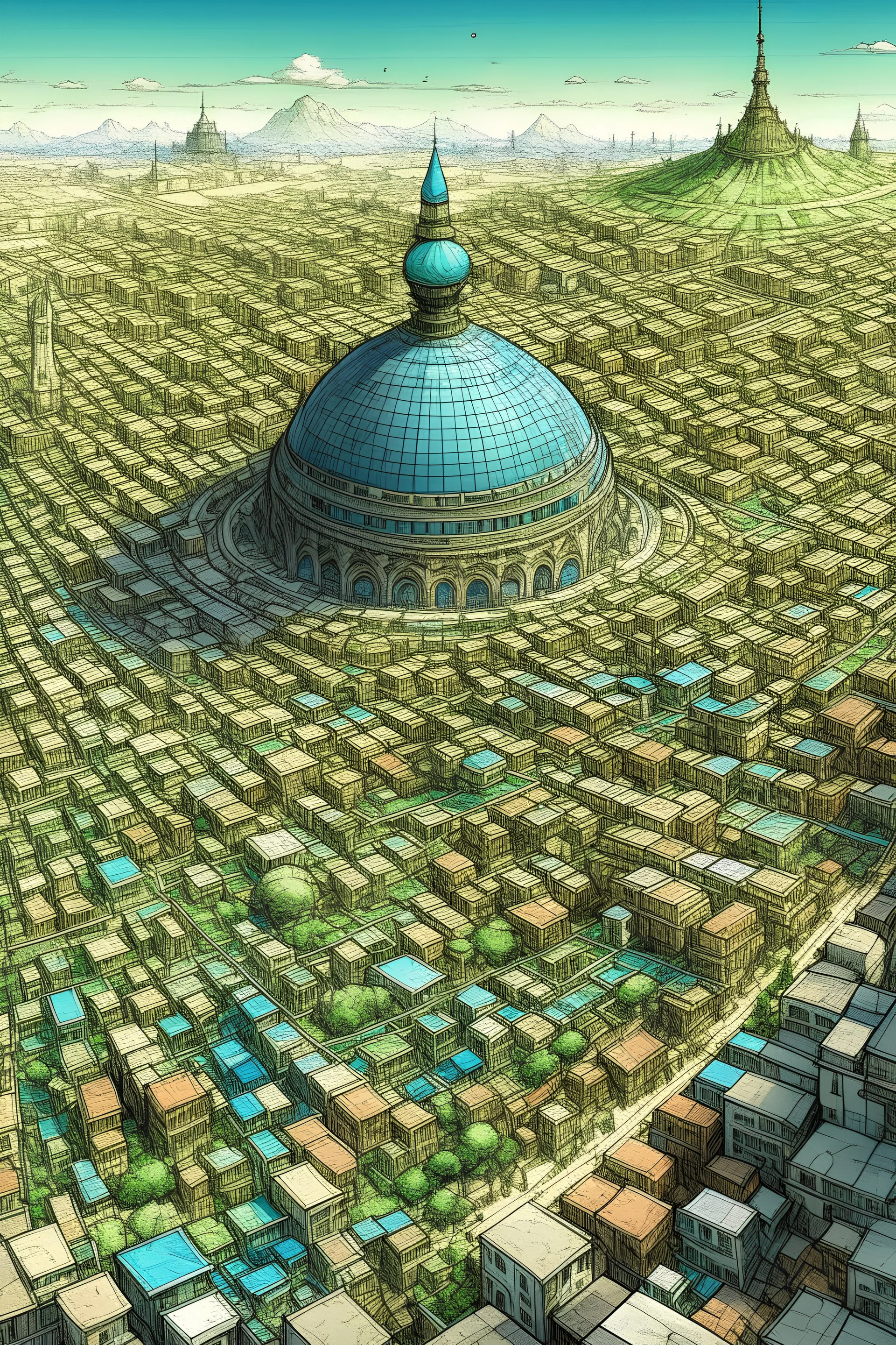 Can you make me an image using this - When he enters the territory of which Eutropia is the capital, the traveler sees not one city but many, of equal size and not unlike one another, scattered over a vast, rolling plateau. Eutropia is not one, but all these cities together; only one is inhabited at a time, the others are empty; and this process is carried out in rotation. Now I shall teU you how. On the day when Eutropia's inhabitants feel the grip of weariness and no one can bear any longer hi