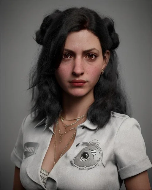 Portrait, spanish waitress woman with monster muppet mask that covers her entire head, retro style, Sesame Street style, black, smooth, unreal engine 5, god lights, ray tracing, RTX, lumen lighting, ultra detail, volumetric lighting, 3d.