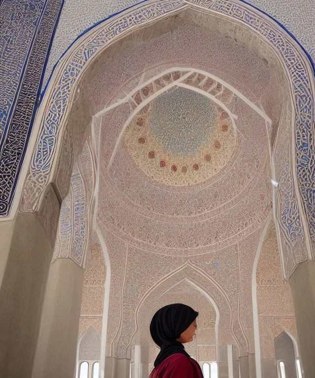 woman , close angle , mosque