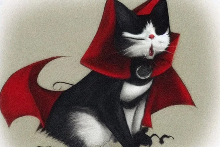 Vampire cat with cape..