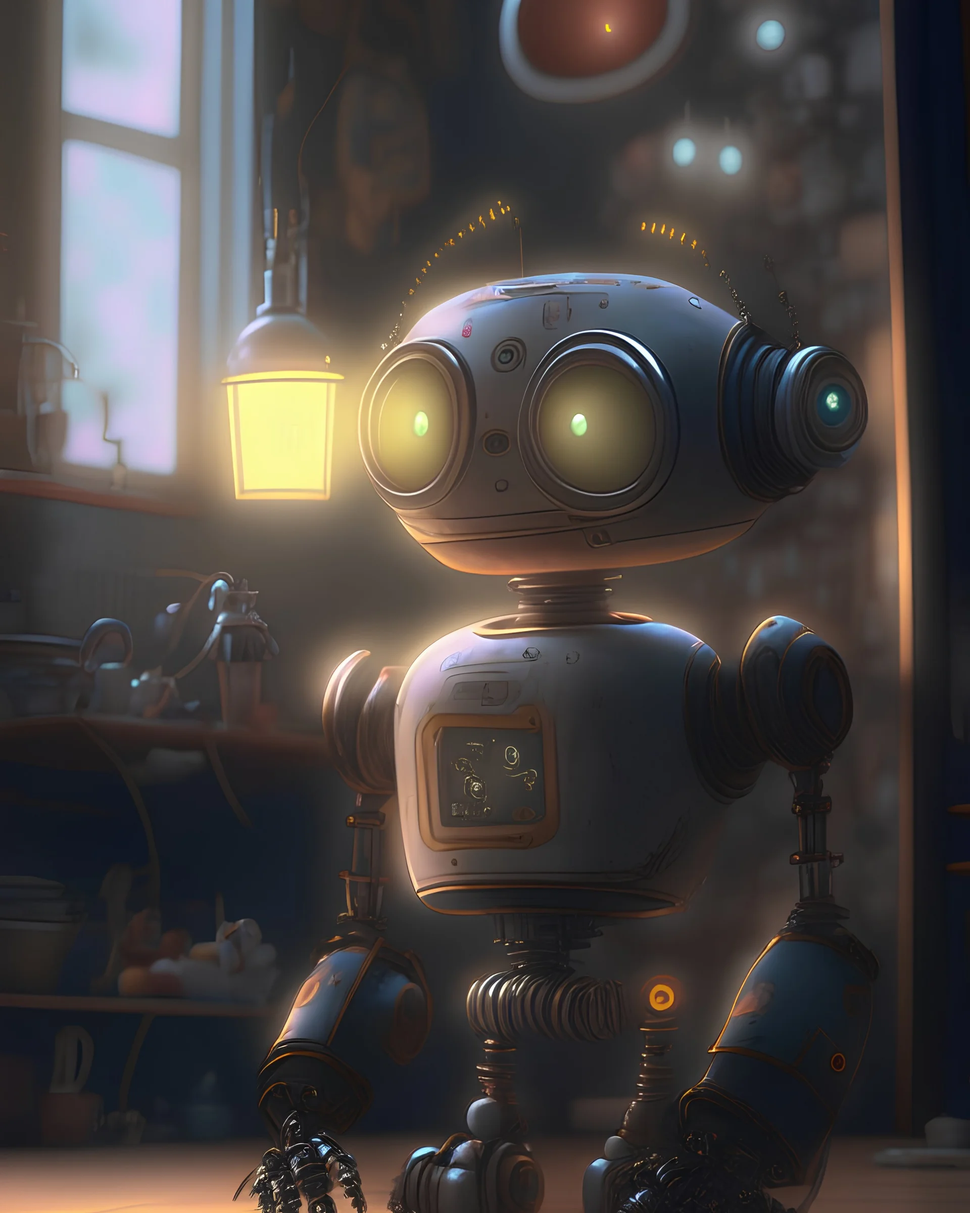 electronik robot and ofice ,unreal engine, cozy indoor lighting, artstation, detailed, digital painting,cinematic,character design by mark ryden and pixar and hayao miyazaki, unreal 5, daz, hyperrealistic, octane render