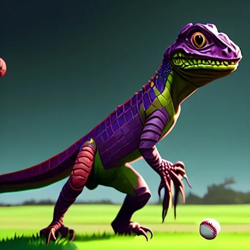 Lizard playing baseball game