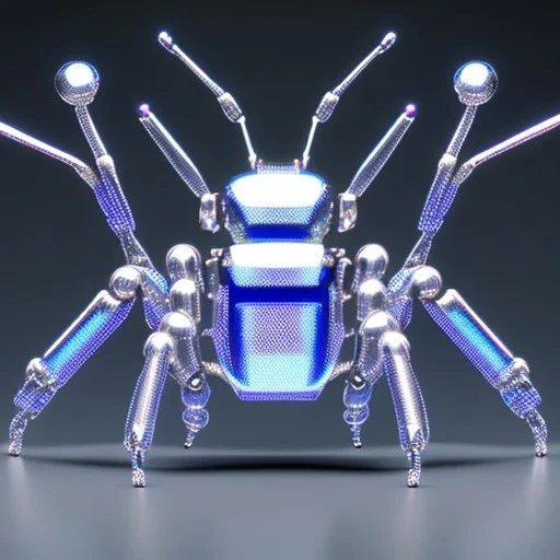 spider robot gadget, silver and blue