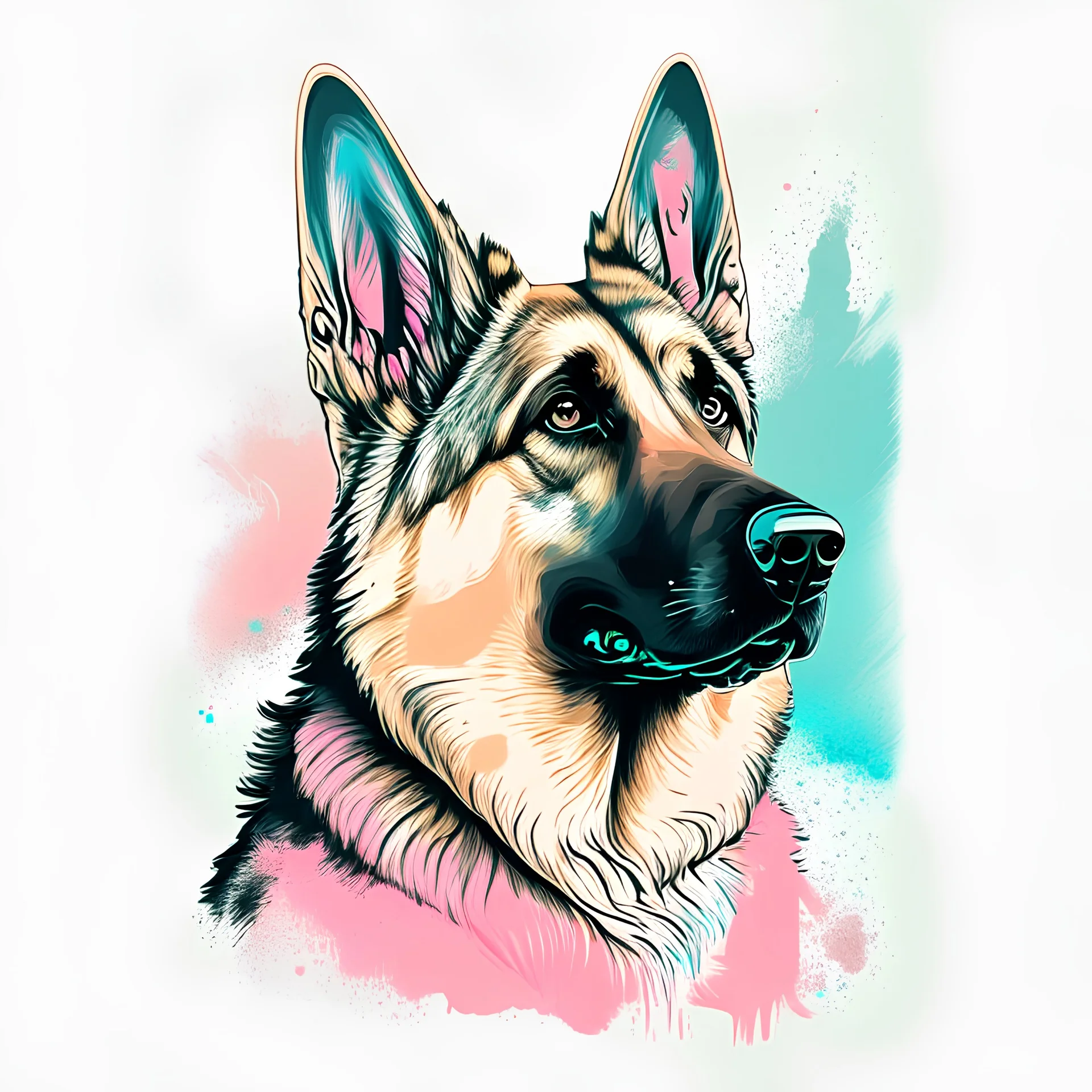 t-shirt vector, a german shepherd, pastel colors