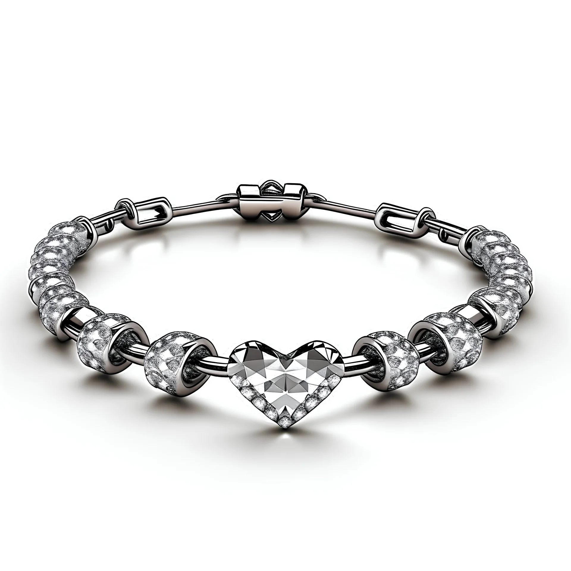 help me design a heart diamond tennis bracelet