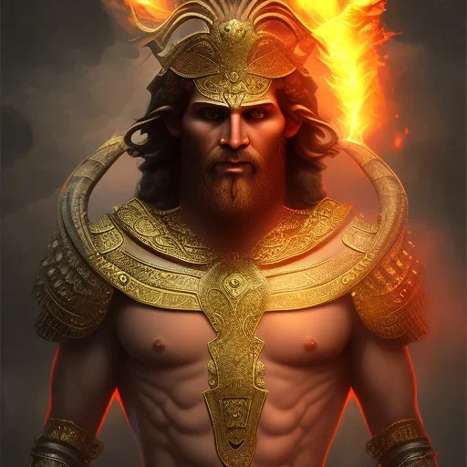 ares greek god with fire eyes portrait