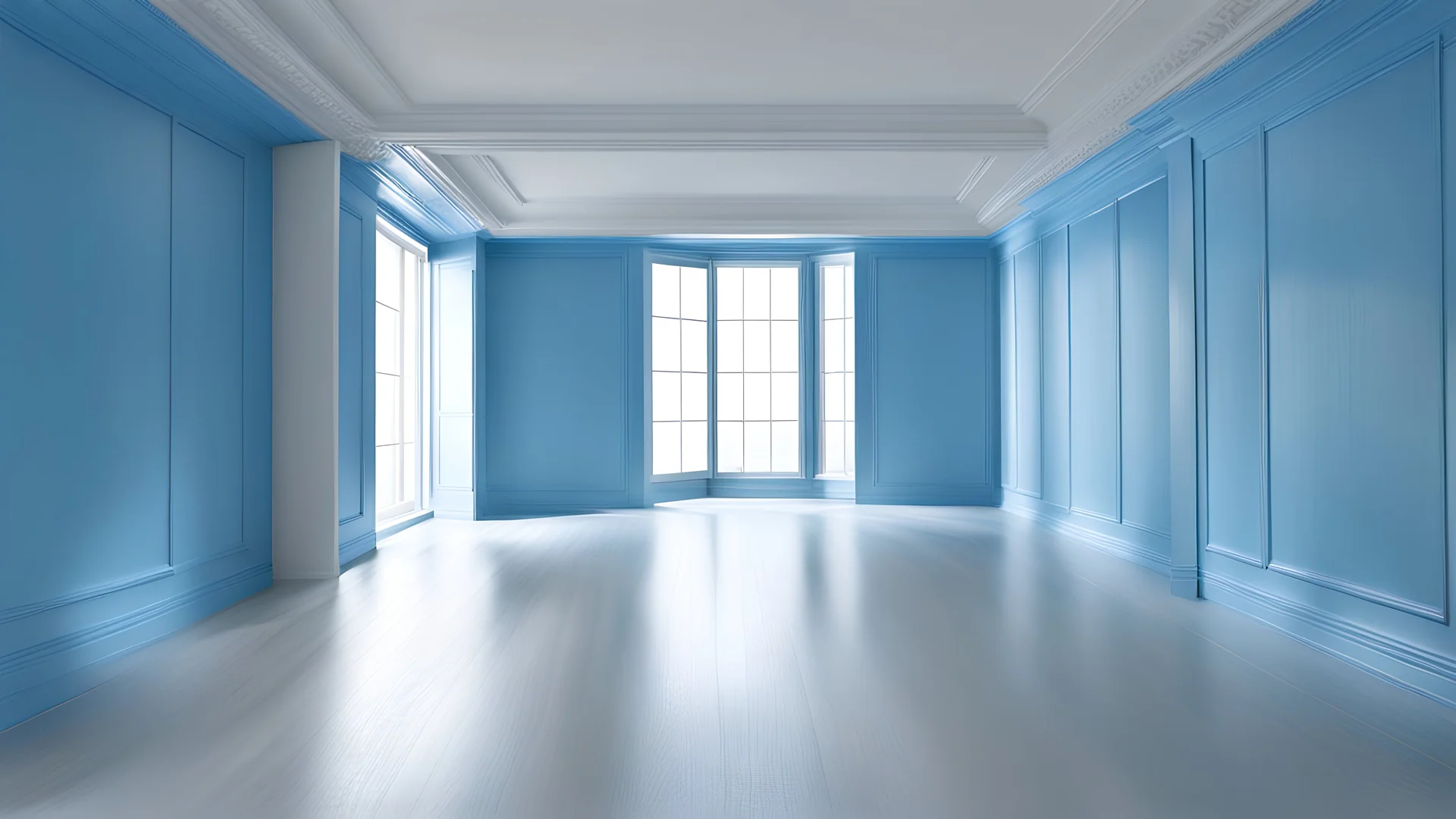 Blue empty indoor room view