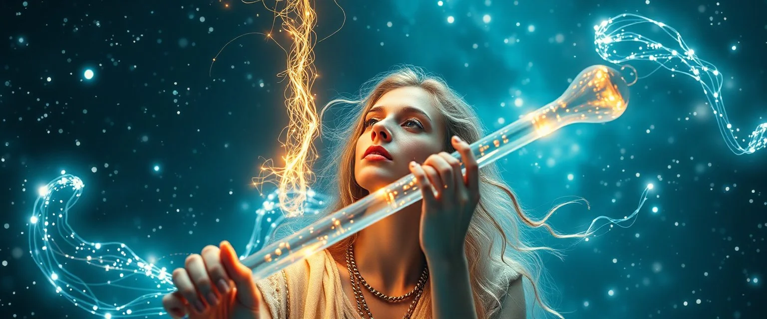 quantum vuvuzela greek god gandalf as a young woman floating transparent shiny slug notes in the weirder universe